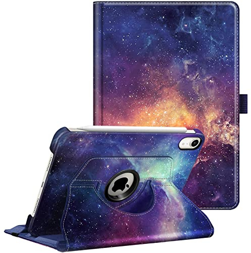 FINTIE Rotating Case for iPad Mini 6 (6th Generation 8.3 Inch) - 360 Degree Swiveling Stand Protective Back Cover, Auto Wake/Sleep Feature for iPad Mini 6 2021 Model, Galaxy