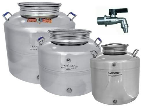 PEB Contenitore Bidone Fusto per Olio ed Alimenti in Acciaio Inox (Lt. 30)