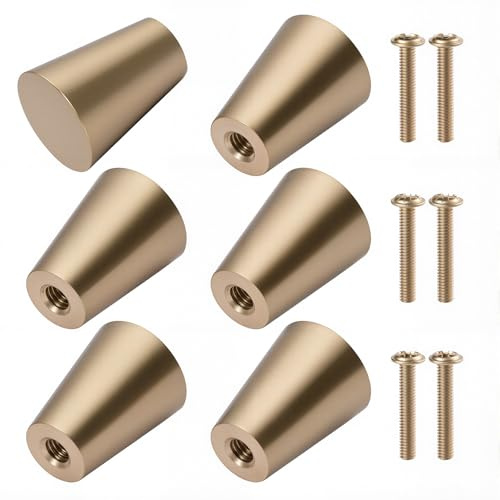 NAKUPENDA 6 Stück Möbelknöpfe Gold Möbel Griffe Solide Messing Schrankknöpfe Schubladenknöpfe Kupfer Gold Schubladengriff für Schränke, Bücherregale, Kommode (15x19mm)