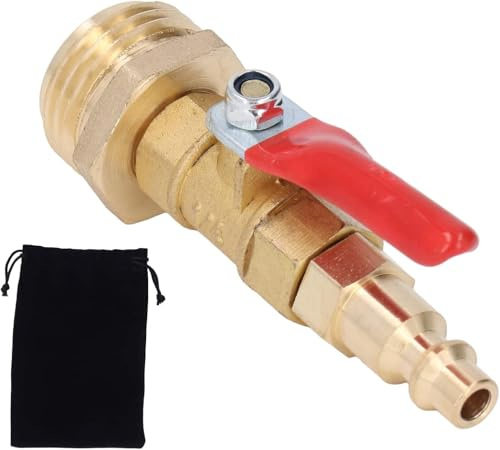 Aramox Überwinterungs-Ausblasadapter, Messing-Überwinterungs-Ausblasadapter, 1/4-Zoll-Schnellkupplung, 3/4-Zoll-GHT-Außengewinde, Winterize Blowout Adapter für Wohnmobilyachten(Männlich)
