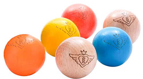 Engelhart - 010146-6 Professionelle Gravierte Cochonnets - 4 Farbige Boules und 2 Natürliche - 30 mm - 10 GR - Pétanque Pro Zubehör - Ziel für Pétanque