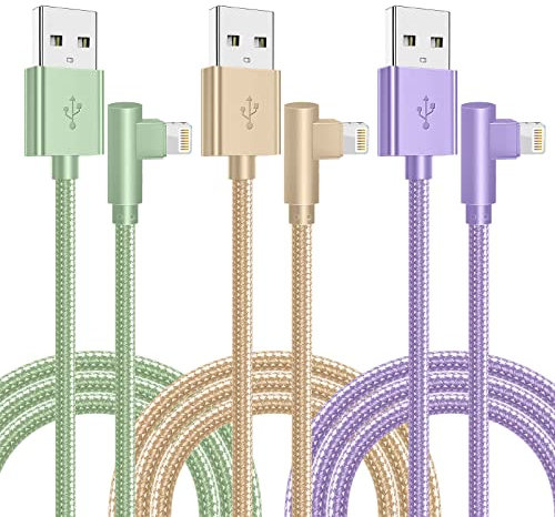 iPhone Charger,3 Pack 6FT Lightning Cable [Apple MFi Certified] 90 Degree
