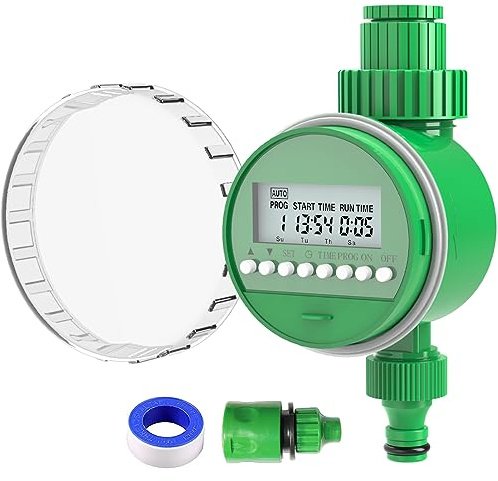 Wasseruhr, ROFMAPLE Automatische Bewässerung Timer Garten Wasserhahn Timer Garten Bewässerung Timer mit LCD Digitalanzeige für Garten, Terrasse, Gewächshaus, Rasen