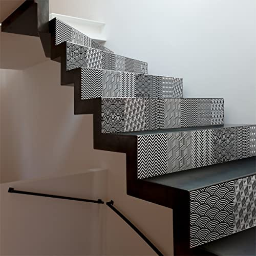 Ambiance - Adhesivo decorativo para escaleras de azulejos de cemento (2 tiras de 15 x 105 cm)