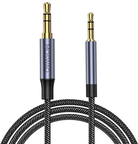 MOSWAG Stereo ersättningskabel 3,5 mm till 2,5 mm hane, 10 m | Kompatibel med Bose 700 brusreducerande headset, QuietComfort QC45,QC35II,QC35,QC25,JBL E45BT,E55BT