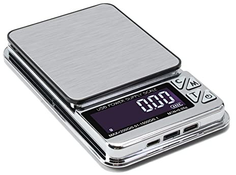 Loufy 1 Báscula de alta precisión para, báscula de cocina de bolsillo de acero inoxidable, carga USB