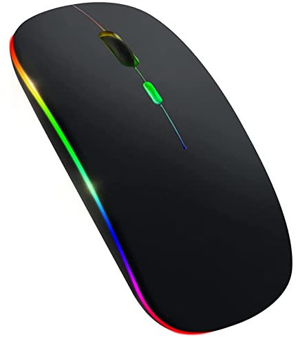 LOLPALONE Bluetooth 5.1 Recargable LED Ratón Silencioso USB Óptico Ergonómico Gaming 2.4G Wireless Backlite
