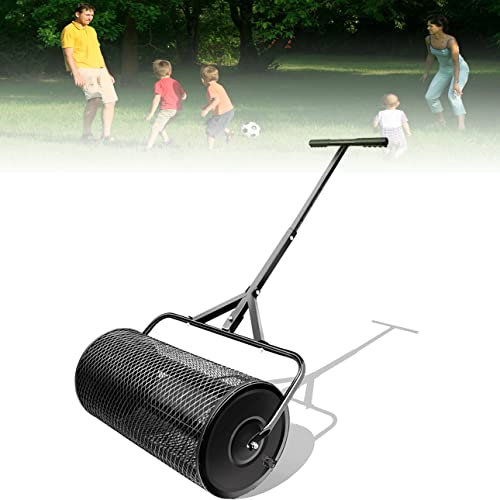 OSBELE Esparcidor de abono, esparcidores de estiércol de 27 x 12,5 Pulgadas para esparcidor de césped y jardín, Mango Largo Ajustable, turba, Musgo, césped, Fertilizante, esparcidor de abono para