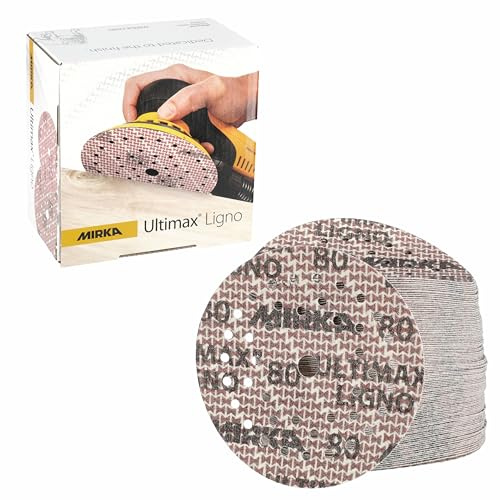 Mirka Schleifscheiben Ultimax Ligno Ø 125 mm Korn 80 100 Stück | Multi-Lochung für optimale Staubabsaugung ideal zum Schleifen von Holzoberflächen hohe Kornqualität 100 Stück pro Packung