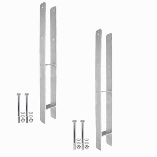 1 Set bestehend aus 2 H-Pfostenträger feuerverzinkt, extra lang, 6 mm / 800 mm für 140 mm Pfosten, inkl. Befestigungsset