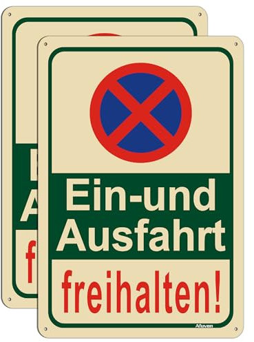 Ein-und Ausfahrt Freihalten Schilder 30 x 20 cm Parken Verboten Schilder, 2 Stück Metall Aluminium Eingang