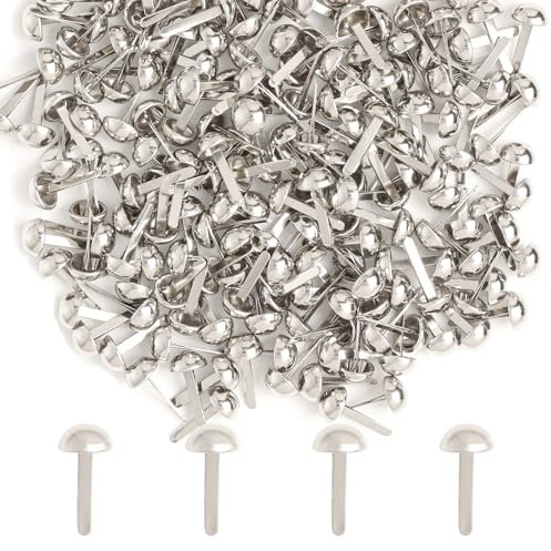 Werownsgso 200 Stück, 8 x 16 mm Mini Brads aus Metall mit rundem Kopf, Bänder, für Scrapbooking, Dekoration, Basteln, Basteln, Papier, Prägung, Zubehör (Silber)