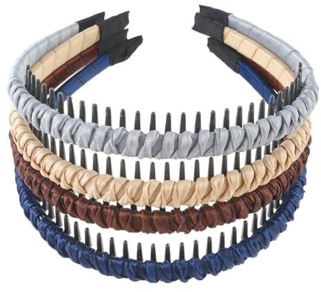 Sibba 4 Stück Haarreifen für Damen Haarbänder Rutschfestes Stirnband mit Anti-rutsch Kunststoff Kamm Zähne Make Up Haarreif Hoop-Clips Mode Stirnband Kopfbedeckung für Outdoor Fitness Sports Yoga