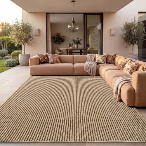 Paco Home Outdoor Teppich Wetterfest, moderner Jute-Look in natürlicher Sisal Optik, Robust, ideal für Terrasse Wohnzimmer & Küche, Beige 4, 80x150 cm
