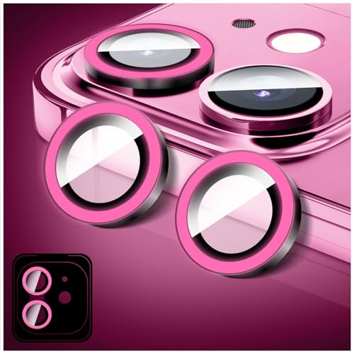 LucBuy Luminous Camera Lens Protector Compatible for iPhone 12/12 Mini, Bling Noctilucent Tempered Glass Camera Cover Film Stickers, Upgraded Auto-Align Anti-Scratch Alloy Rings