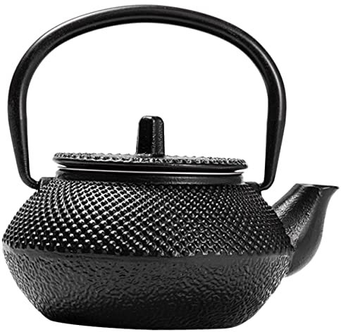 FUNOMOCYA Miniature Cast Iron Teapot Tea Kettle Adornment Black Mini Tea Pet Desktop Decorative Teaware for Home Office Birthday