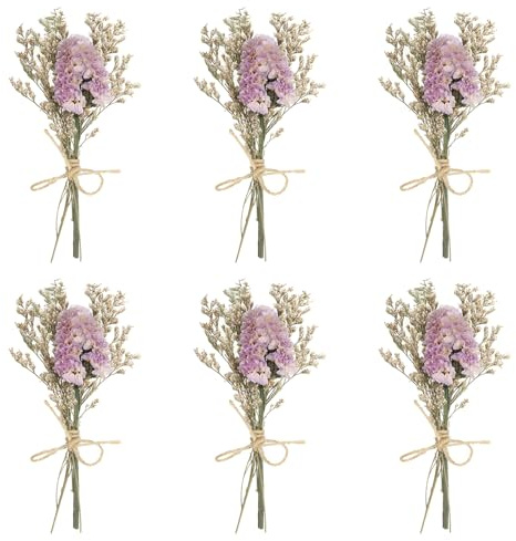 PATIKIL 6 Stück Mini-Trockenblumenstrauß Vergissmeinnicht Boho Helllila | Blumenpflanze Blume, Naturwilde Blumen, Mit Stiel, Dekor Gipskraut, Für Basteln DIY Foto-Requisiten
