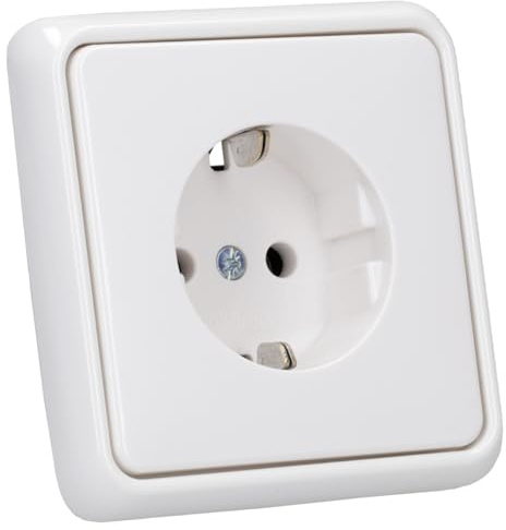 JUNG Serie CD SCHUKO Steckdose Set Alpinweiß | mit CD1520WW SCHUKO Steckdose, CD581WW Rahmen 1-fach