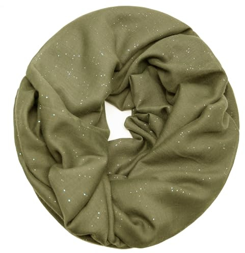 Glamexx24 Glitzer Schal edler leichter Unifarbener Loop Schlauchschal Rundschal