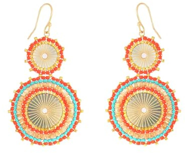 Bunte baumelnde Tropfen-Ohrringe für Damen, Sommer, Perlen, Kristalle, Glasperlen, Bohemia, Strand, Urlaub, Statement-Ohrringe für Frauen, Messing, Kein Edelstein