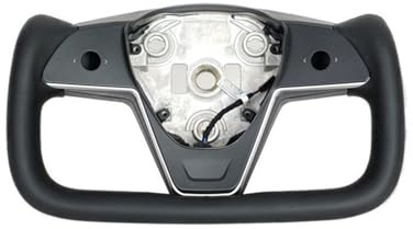 VBNYBA Volantes de Coche Compatible con Tesla para Model 3 2017 2018 2019 2020 2021 2022 2023 Volante De La Versión 3.0 con Embellecedor Frontal Calefactable Piezas De Competición(Black)