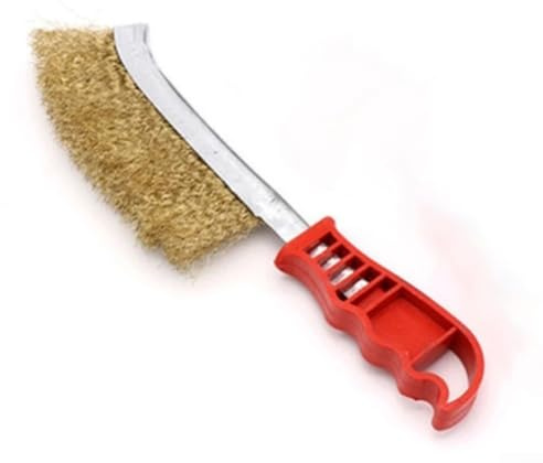 Brosse de nettoyage pour barbecue en fil d'acier avec poignée en plastique, outil parfait pour dérouiller le métal