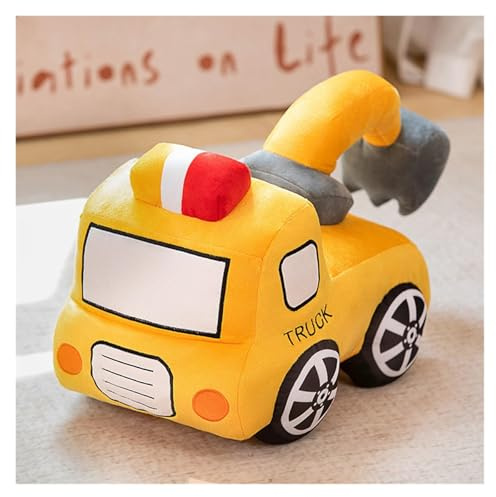 Freefire Feuerwehrwagen Plüsch, Niedliches Bildungsträchtiges Fahrzeug Kuscheltier Spielzeug für Kleinkinder Lernen Spielen Jungen(Excavator,25cm)