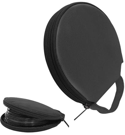CyperFair Car CD Case, 20 Capacity Oxford Cloth CD Protective Holder with Transparent Film Divider, Waterproof Portable Round Disc Case with Reinforced Handle, Universal DVD Organizer Wallet (Black)