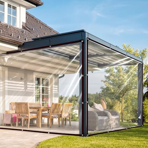 Bâche transparente avec œillets (1,5x3m) | Bâche en PVC étanche et résistante aux UV pour extérieur | Bâche transparente pour serre, jardin, terrasse, bateau, voiture et enclos pour animaux de