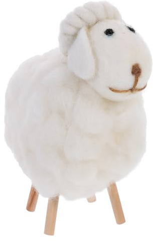 Toyvian Weihnachtliche Wollfilz Schaf Figur, Kleine Schaf Filzfigur aus Wollfilz Weiße Tischdekoration für Weihnachten Langlebige und Farbechte Kleiner Deko für Wohnzimmer und Schreibtisch