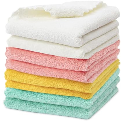Zolventiq 8 Pack Flannel Face Cloth, 30 x 30cm Soft Baby Washcloths Reusable Microfiber Cloth Face Towels Facial Cleansing Cloths Baby Wash Cloth for Women Kids