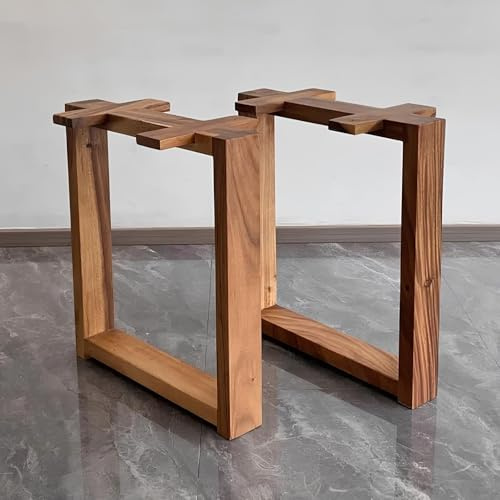 68cm Pieds de Table Carrés en Bois Massif | Lot de 2 Pied de Support de Table à Manger | Pieds de Bureau Personnalisables | Pied de Meubles Modernes avec Vis(60x68cm/24x27in)