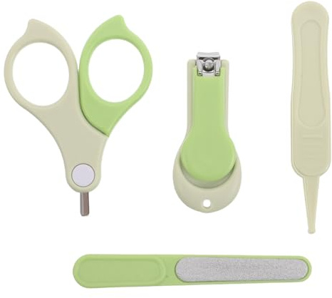 Mikinona Kit de cortaúñas para bebé: cortaúñas de seguridad, lima, tijeras y pinzas para uñas infantiles, set de manicura para recién nacidos, regalo de cumpleaños, color verde.