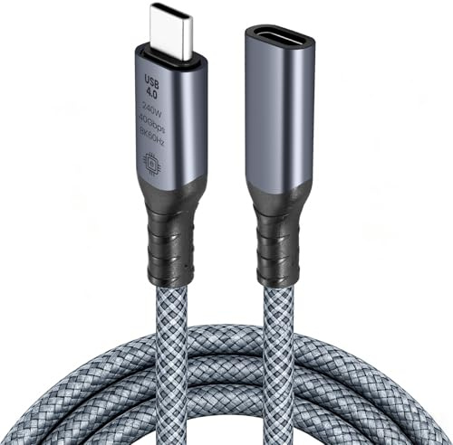Lizoak USB C Extension Cable 1M, USB 4 Extension Lead, 40Gbps Data Transfer, 240W Fast Charging, Type C Male to Female Extender, 8K@60Hz Video Display Lead for iPhone 16/15, MacBook, iPad, Galaxy