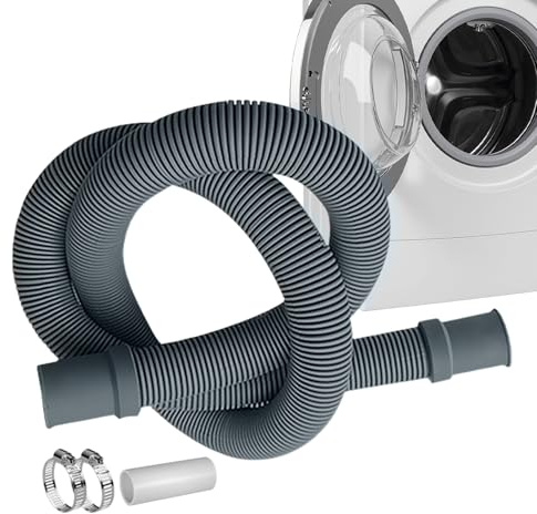 Tubo di scarico per tubo di scarico da 1 m, con morsetto e connettore | flessibile tubo portatile, per lavastoviglie, lavello, pulitore, riscaldatore,