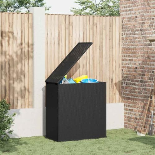 LoogCape Caja para cojines de jardín de polietileno de ratán, 100 x 49 x 103,5 cm, color negro, resistente a la intemperie, impermeable, con tapa y muelle de gas para interior y exterior, espacio de