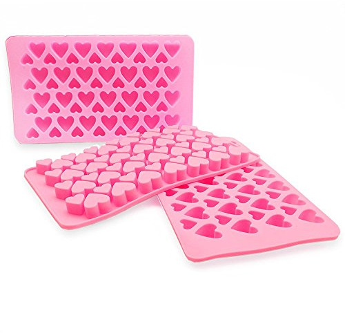 CNYMANY 3 Packungen Süßigkeiten Eisform, Silikon Mini Herzförmige Eiswürfelschalen Gumdrop Jelly Schokoladenform Valentinstag - Rosa
