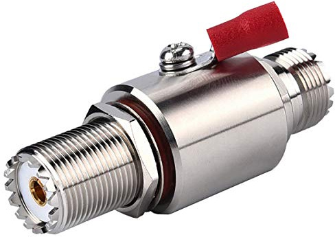 Riotaxy UHF Lightning Arrestor PL-259 Lightning Surge Protector PL259 Socket (UHF Female) to SO239 Socket (UHF Female) Bulkhead for CB Radio, HAM Radio Gear, 2-Way Base Stations