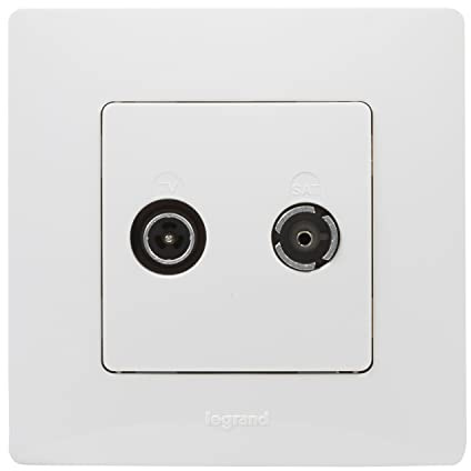 LEGRAND Enchufe TV, Toma para Televisión, Radio, Satélite Terminal, Gama Niloé Monobloc, Mecanismo Completo con Marco, Blanco, 396449