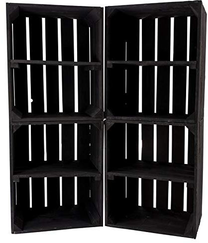 Obstkisten Online 8 Stück große neue schwarze Obstkiste 50cm x 40cm x 30cm Apfelkisten Schuhregal Landhaus Holzregal Bank Weinkiste Altes Land Holzkiste Regalsystem massiv DIY
