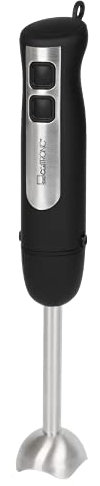 Clatronic Stabmixer SM 3739 Pürierstab, Handmixer, Mixer für Smoothie, Shakes, 2 Stufen-Schalter, Multizerkleinerer, Edelstahl-Stab und Messer, Aufhängeöse, 800 Watt Motor, schwarz-edelstahl, schwarz