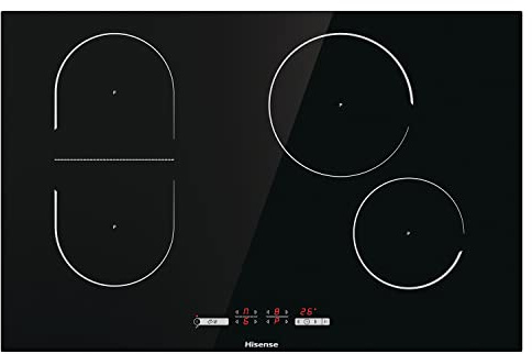 Hisense I8433C - Placa de cocina de inducción, 4 zonas de cocción y función puente, ancho 80 cm, función Power Boost, temporizador de cocción, negro
