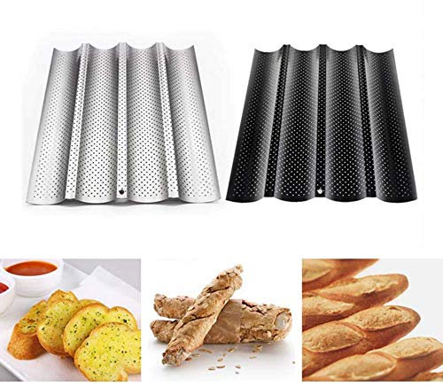 Bandeja Para Hornear, Bandeja Para Hornear Especial Para Horno, Bandeja Para Hornear Ondulada, Molde Para Hornear Baguette, Práctico Molde Para Pan Para Pasteles, Cuatro Herramientas Para Hornear Pan