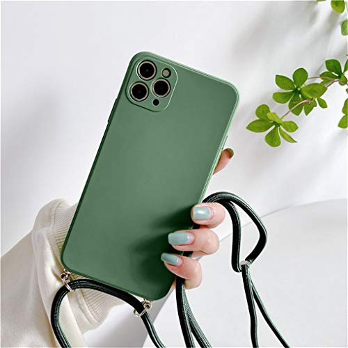 Hadwii Handykette Hülle für iPhone 11 Pro HandyHülle mit Kordel zum Umhängen Weich TPU Silikon Cover mit Band Schutzhülle [Einstellbar] [Abnehmbar] Necklace Case für iPhone 11 Pro, Dunkelgrün