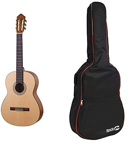 Yamaha C40MII Full Size Classical Concert Guitar – Matt Natural & RockJam DGB-02 Padded Acoustic Guitar Bag with Carry Handle and Shoulder Strap