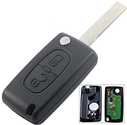 2B Telecomando per Peugeot 307 308 408 per Citroen C2 C3 C4 C5 C6 C8 433MHz | PCF7941 ID46 Chip, CE0536 Flip Key Fob con batteria,2 pulsanti