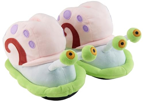 United Labels SpongeBob Schwammkopf 3D Hausschuhe Plüsch Gary, Bunt, 44/46, Pantoffeln mit Anti Rutsch Noppen, Slipper