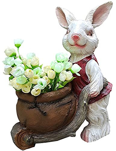 Garten Statuen Hasenförmige Gartenstatue, Garten Bodenstehender Blumentopf, Kreative Rasendekoration Für Zuhause, Für Hof (Color : Multi-Colored, Size : A)
