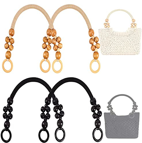 Gloryit 4 piezas Asas Bolso Madera Asas de Madera de con Cuentas de Madera Asas para Bolsos con Cuentas Asas de Bolso para Hacer Bolsos para Monederos Asa De Bolso Hecha A Mano De Bricolaje