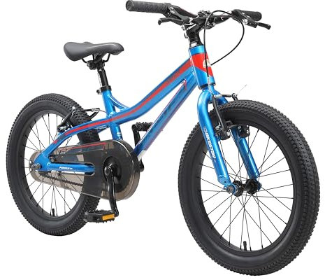 BIKESTAR Kinder Fahrrad Aluminium Mountainbike mit V-Bremse für Mädchen und Jungen ab 5 Jahre | 18 Zoll Kinderrad MTB | Blau